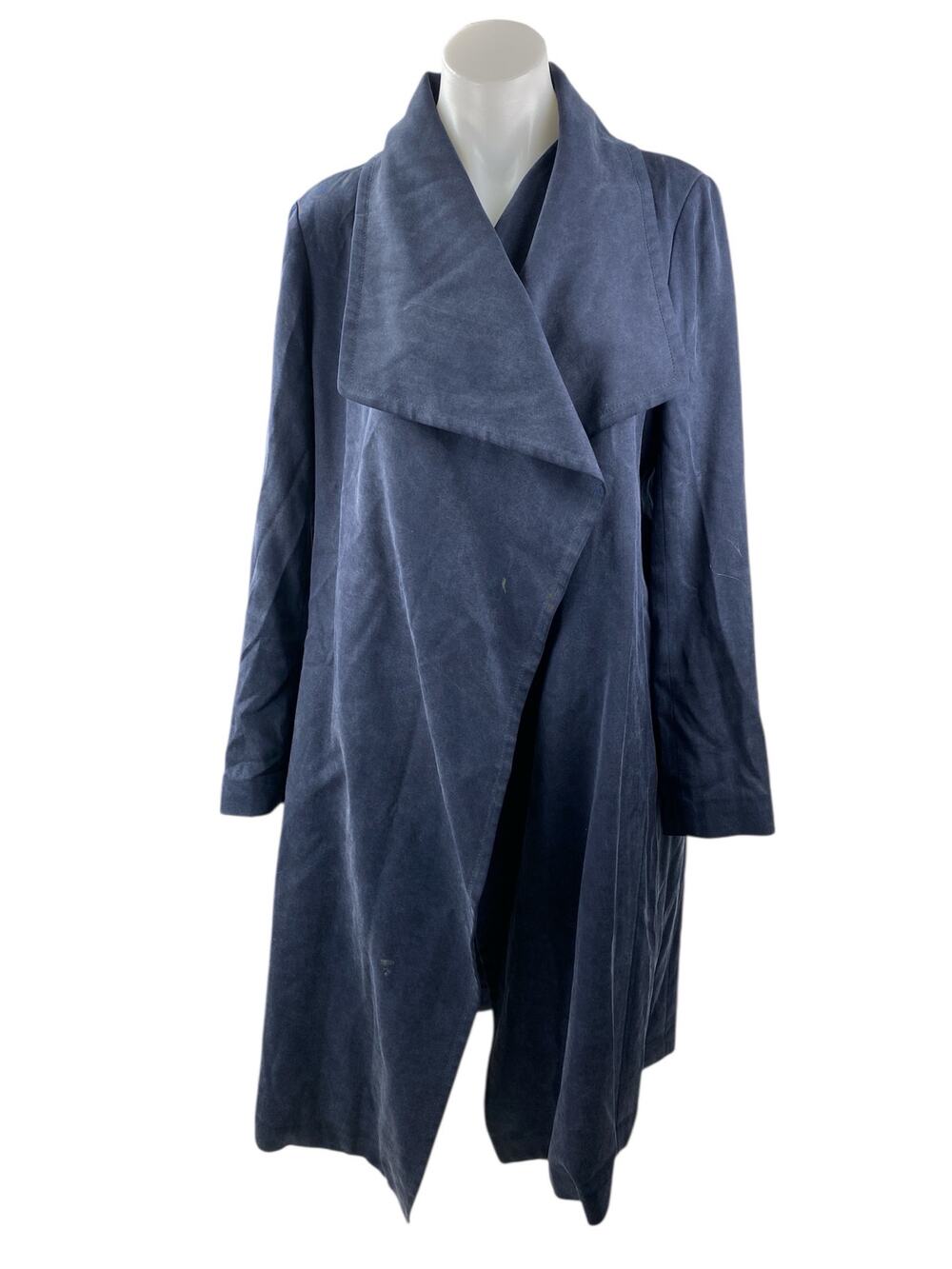 Club Monaco Blue Draped Open Front Waterfall Cardigan Trench Coat Jacket Size M